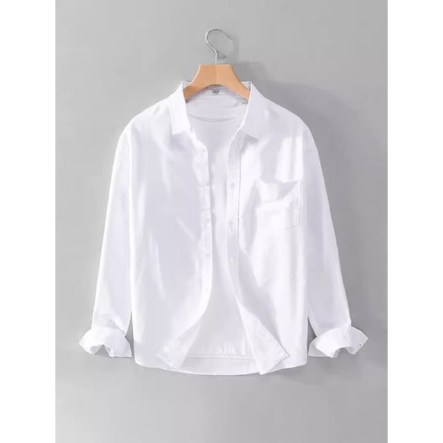 Macho-Plain Button-Up Shirt