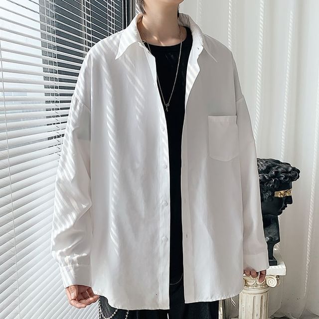 Macho-Plain Button-Up Shirt