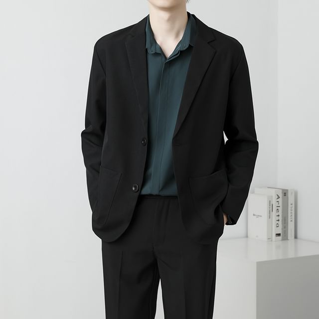 Macho-Plain Single-Breasted Blazer