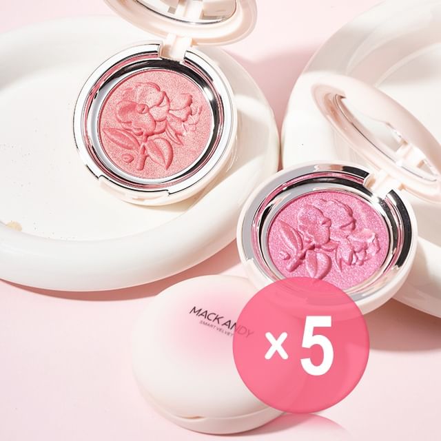 MACK ANDY-Velvety Flower Embossed Blusher- 3 Colors 5pcs Bundle Set