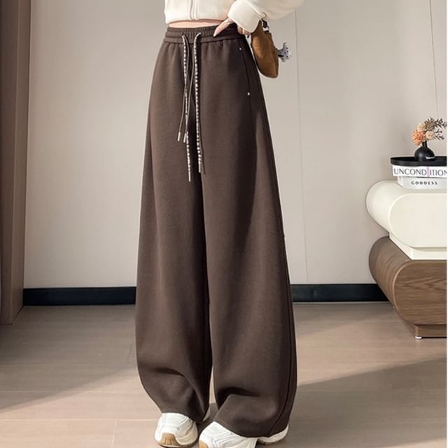 Magimomo-Drawstring Waist Plain Baggy Sweatpants Various Designs