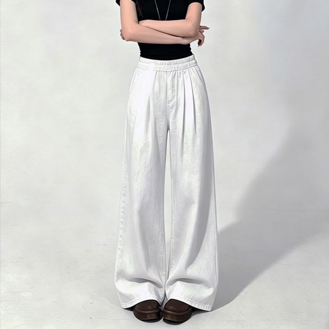 Magimomo-Elastic Waist Baggy Jeans