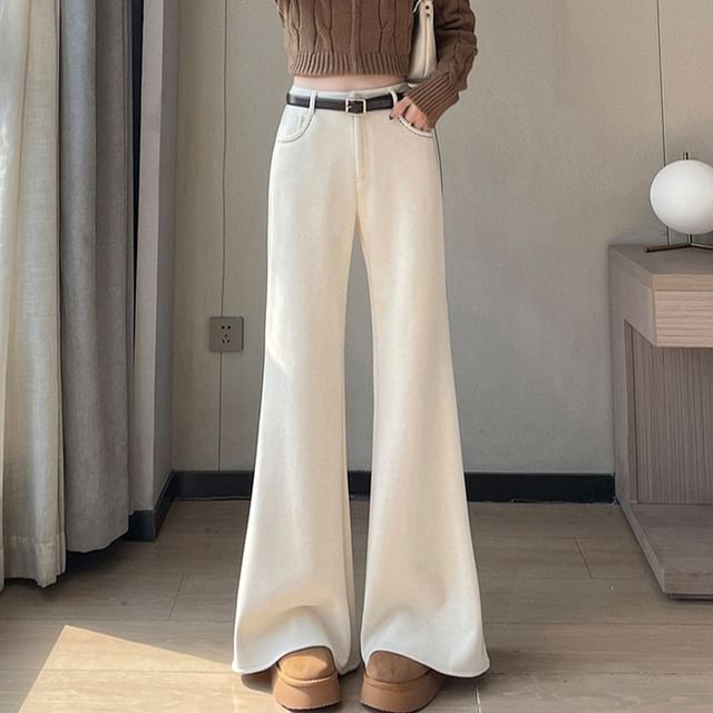 Magimomo-High Rise Plain Flared Pants Various Designs