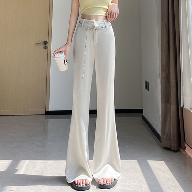 Magimomo-High Rise Plain Flared Pants Various Designs