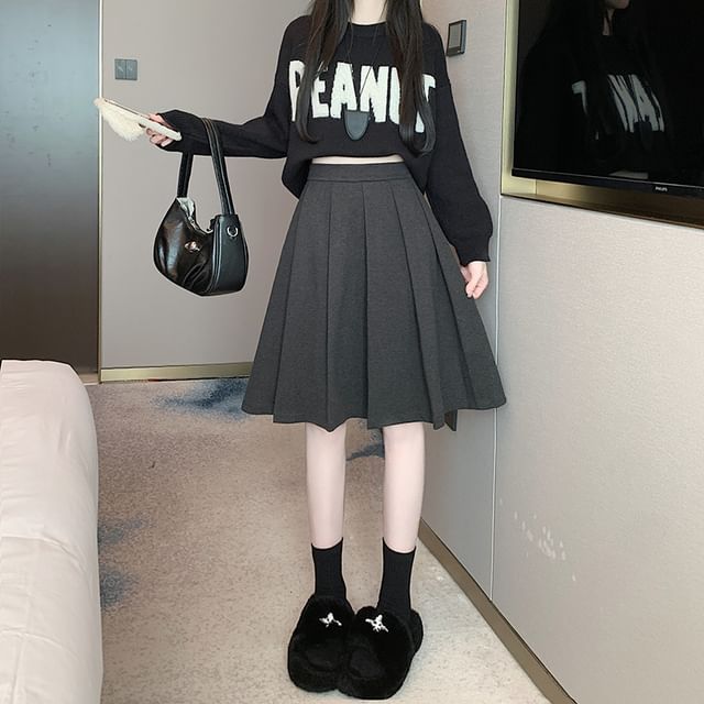 Magimomo-High Rise Plain Mini Pleated Skirt