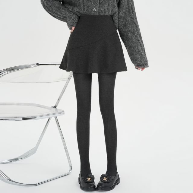 Magimomo-High Waist Plain Mini A-Line Skirt