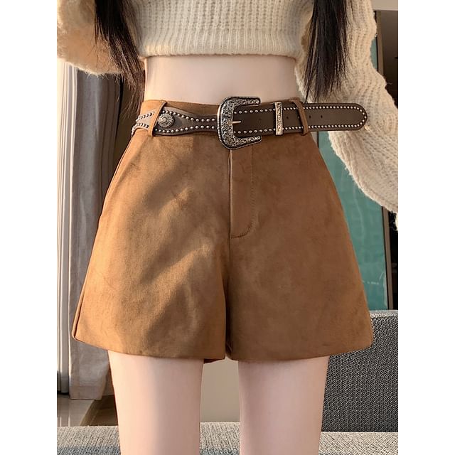 Magimomo-High Waist Plain Shorts