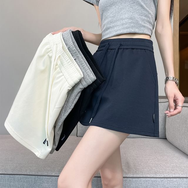 Magimomo-High Waist Plain Shorts