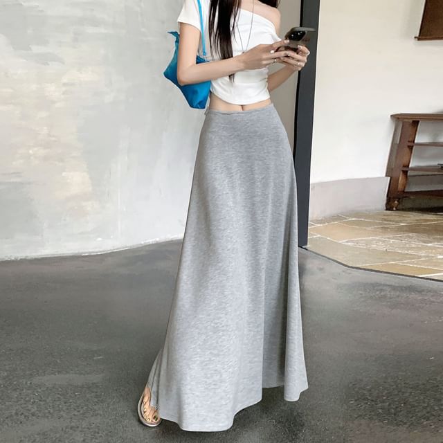 Magimomo-Mid Rise Maxi A-Line Skirt