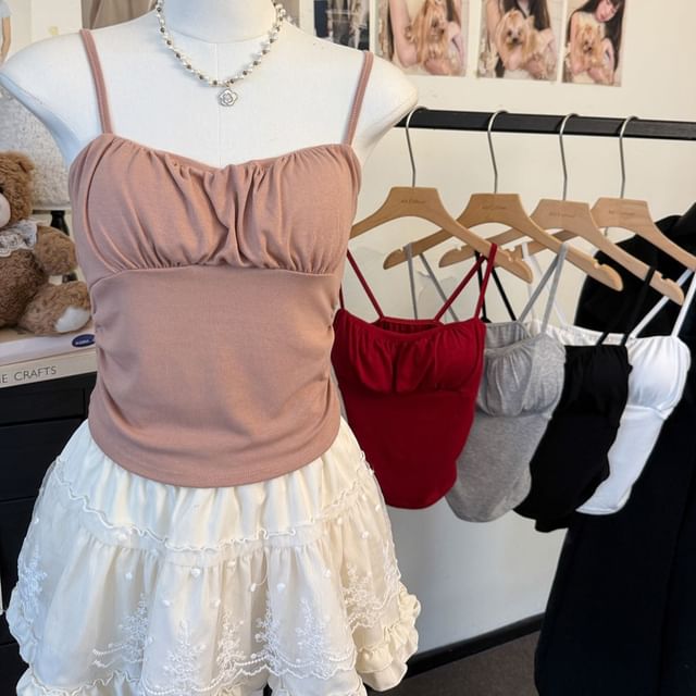 Maisee-Plain Crop Cami Top