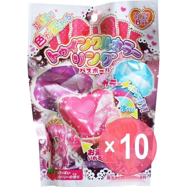 MANABURO-Twinkle Coloring Sweet Strawberry Bath Ball 10pcs Bundle Set