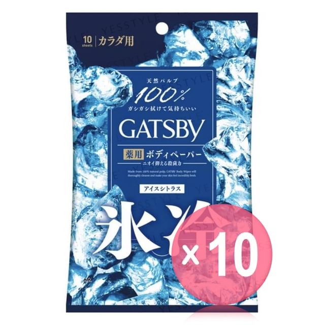 Mandom-Gatsby Ice Type Citrus Deodorant Body Wipes 10pcs Bundle Set