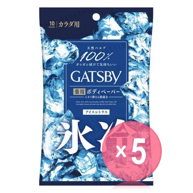 Mandom-Gatsby Ice Type Citrus Deodorant Body Wipes 5pcs Bundle Set