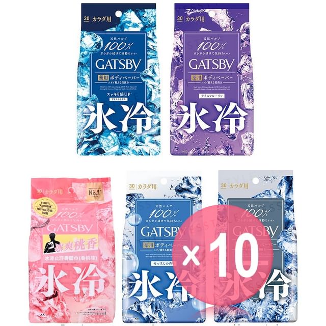 Mandom-Gatsby Ice Type Deodorant Body Wipes 10pcs Bundle Set