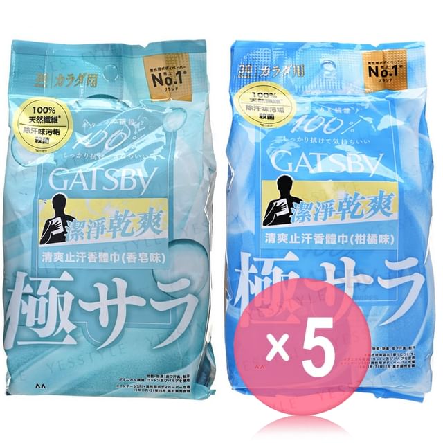 Mandom-Gatsby Powder Deodorant Body Wipes 5pcs Bundle Set