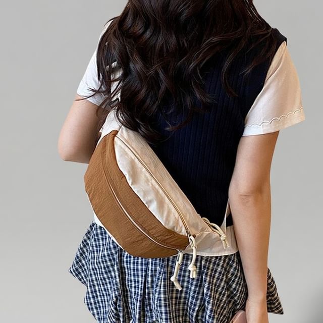 Maorong-Color Block Textile Waist Bag