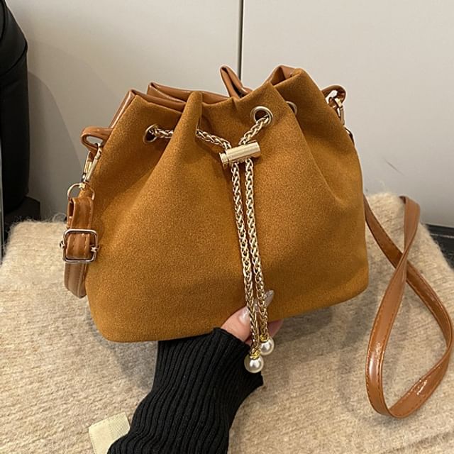 Maorong-Drawstring Faux Suede Crossbody Bag