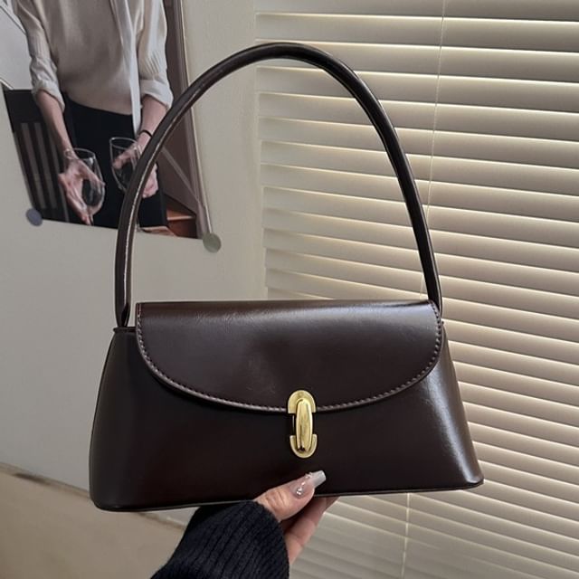 Maorong-Faux Leather Flap Shoulder Bag