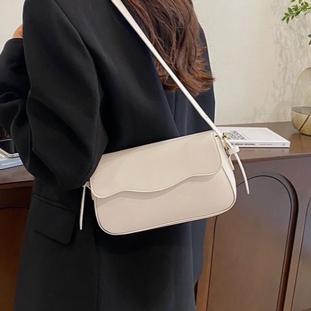 Maorong-Faux Leather Flap Shoulder Bag