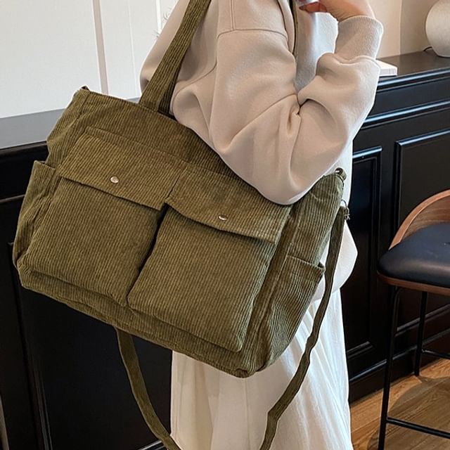 Maorong-Plain Corduroy Tote Bag