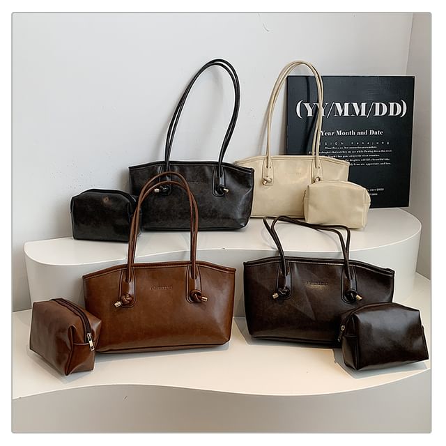Maorong-Set Faux Leather Shoulder Bag Pouch