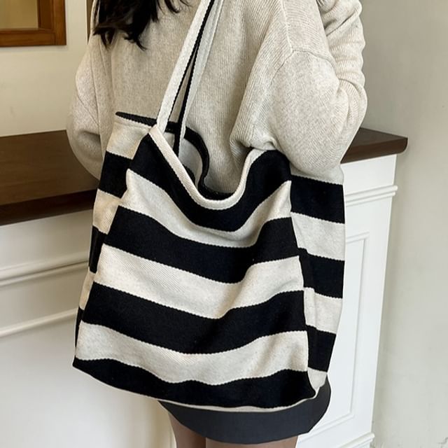 Maorong-Striped Canvas Tote Bag