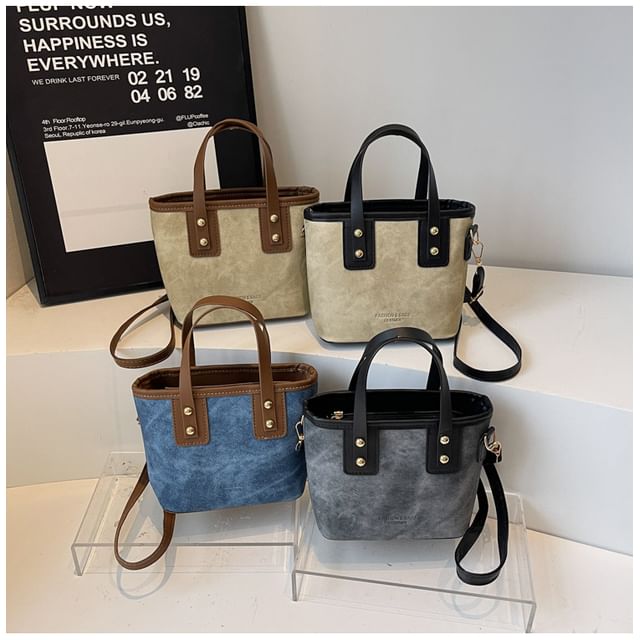 Maorong-Top Handle Faux Leather Crossbody Bag
