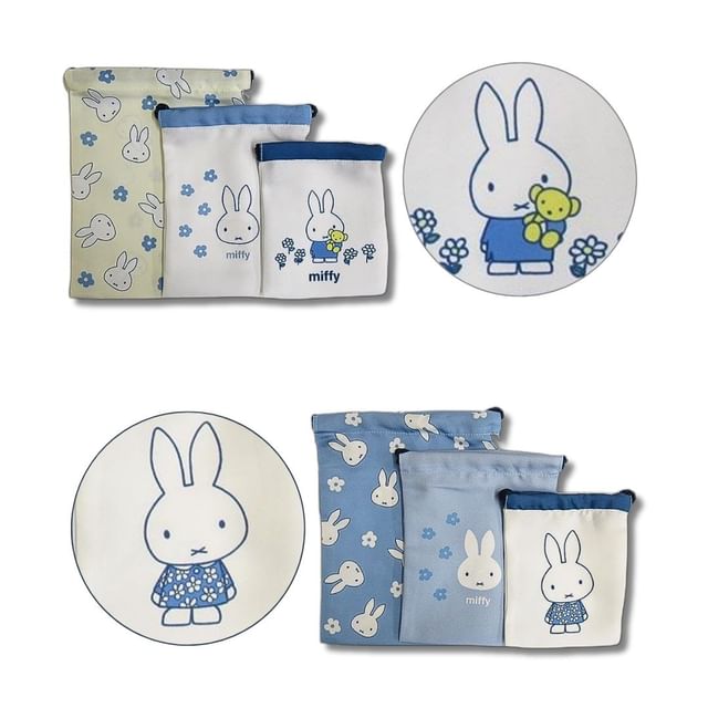 Marimocraft - Miffy Blue Dress Series Drawstring Bag Set (3 pcs) | YesStyle
