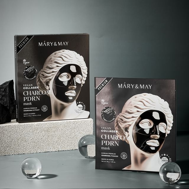 Mary-May-Masque hydrogel purifiant au charbon collagène végane et PDRN - coffret