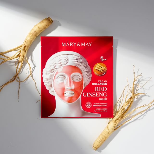 Mary-May-Masque hydrogel revitalisant au ginseng rouge et collagène végane