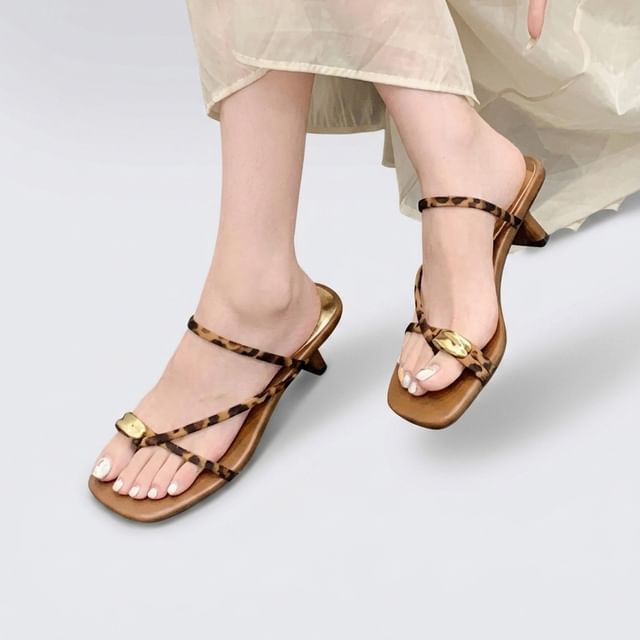 maryanette-High Heel Toe Loop Slide Sandals