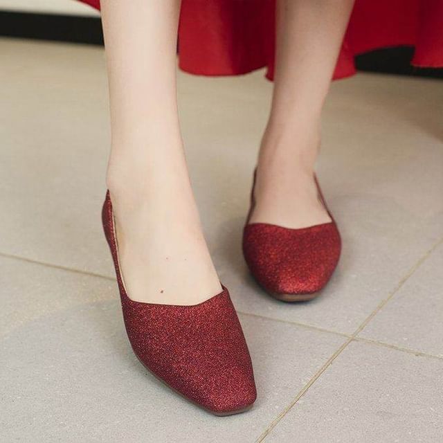 maryanette-Plain Glitter Ballet Flats