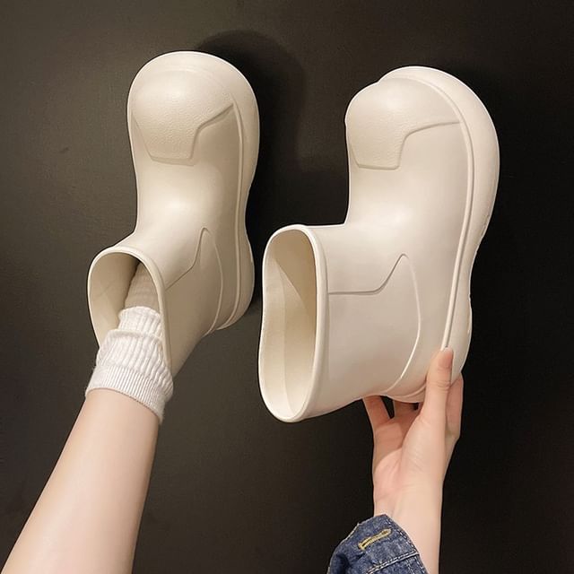 maryanette-Plain Platform Short Rain Boots