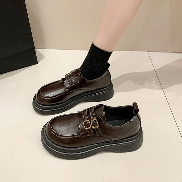 maryanette-Platform Buckled Loafers