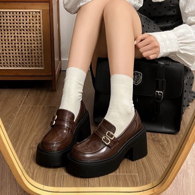 maryanette-Platform Buckled Loafers