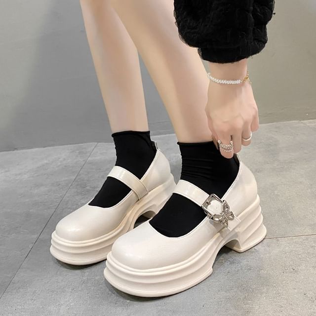 maryanette-Platform Buckled Mary Jane Shoes