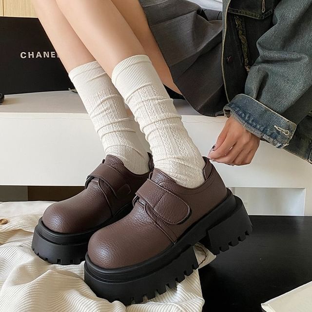 maryanette-Platform Faux Leather Shoes