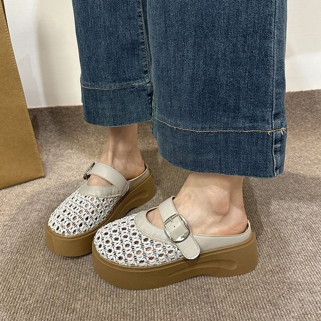 maryanette-Platform Panel Woven Mules