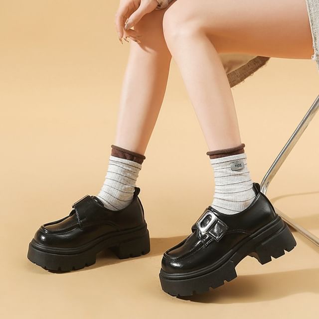 maryanette-Platform Plain Faux Leather Shoes