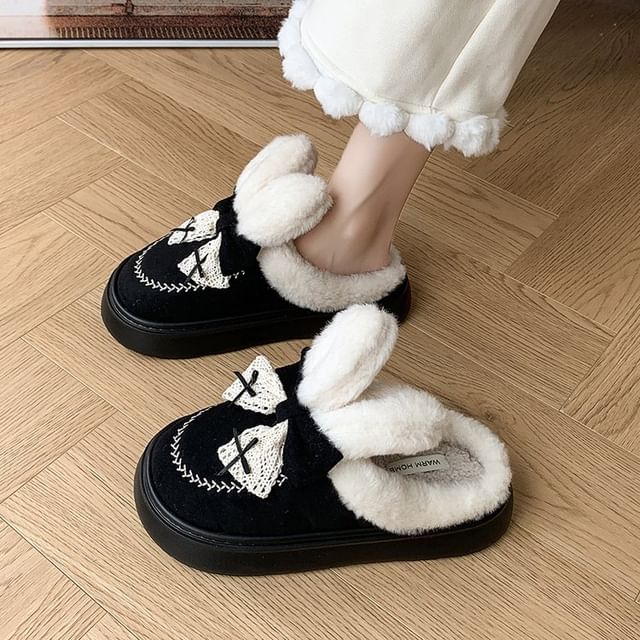 Rare Rabbit Mule maryanette - Platform Rabbit Ear Bow Fleece-Lined Faux Suede Mules ...
