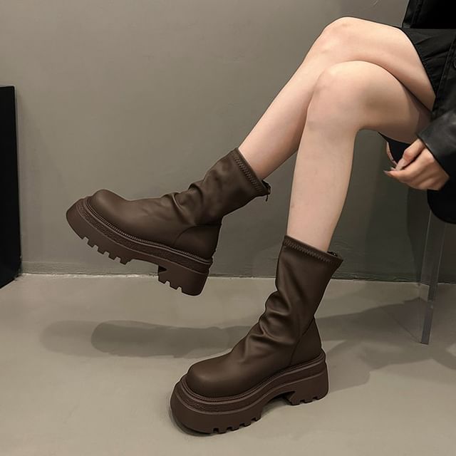 maryanette-Platform Short Sock Boots
