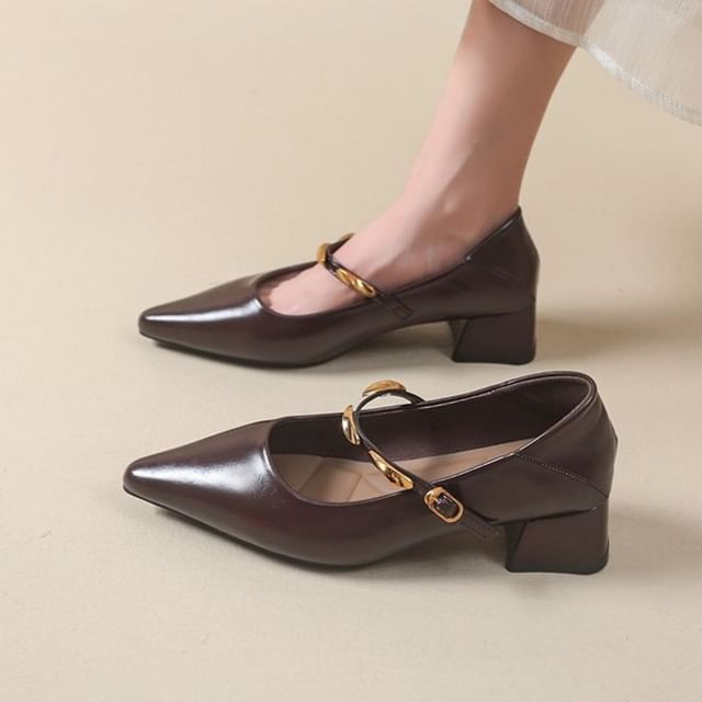 maryanette-Pointy Toe Mary Jane Pumps