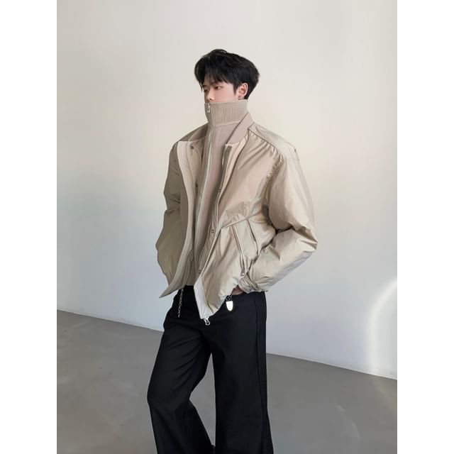 Maviyn-Stand Collar Plain Puffer Jacket
