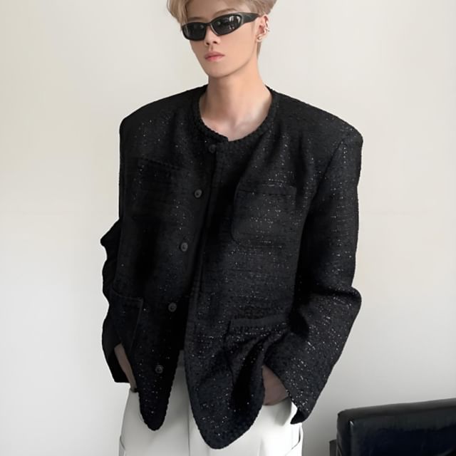 Maviyn-Tweed Button-Up Jacket