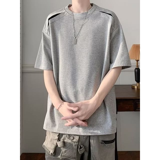 Maxelane-Short-Sleeve Crewneck Plain T-Shirt