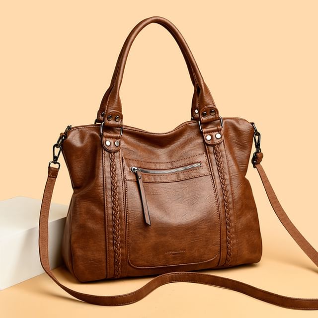 Mayanne-Genuine Leather Plain Shoulder Bag