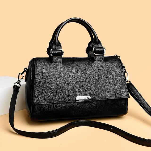 Mayanne-Plain Flap Genuine Leather Crossbody Bag