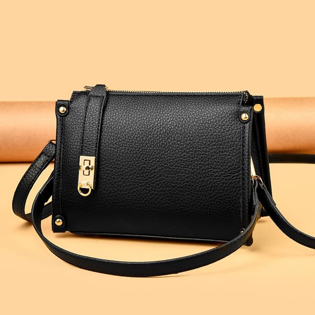 Mayanne-Plain Genuine Leather Crossbody Bag