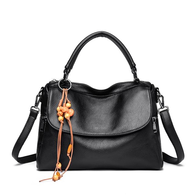Mayanne-Plain Leather Plain Shoulder Bag
