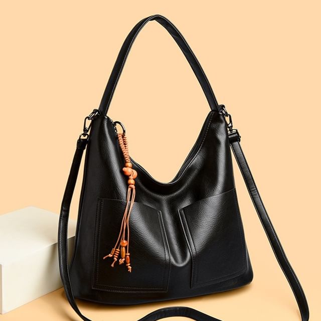 Mayanne-Plain Leather Shoulder Bag